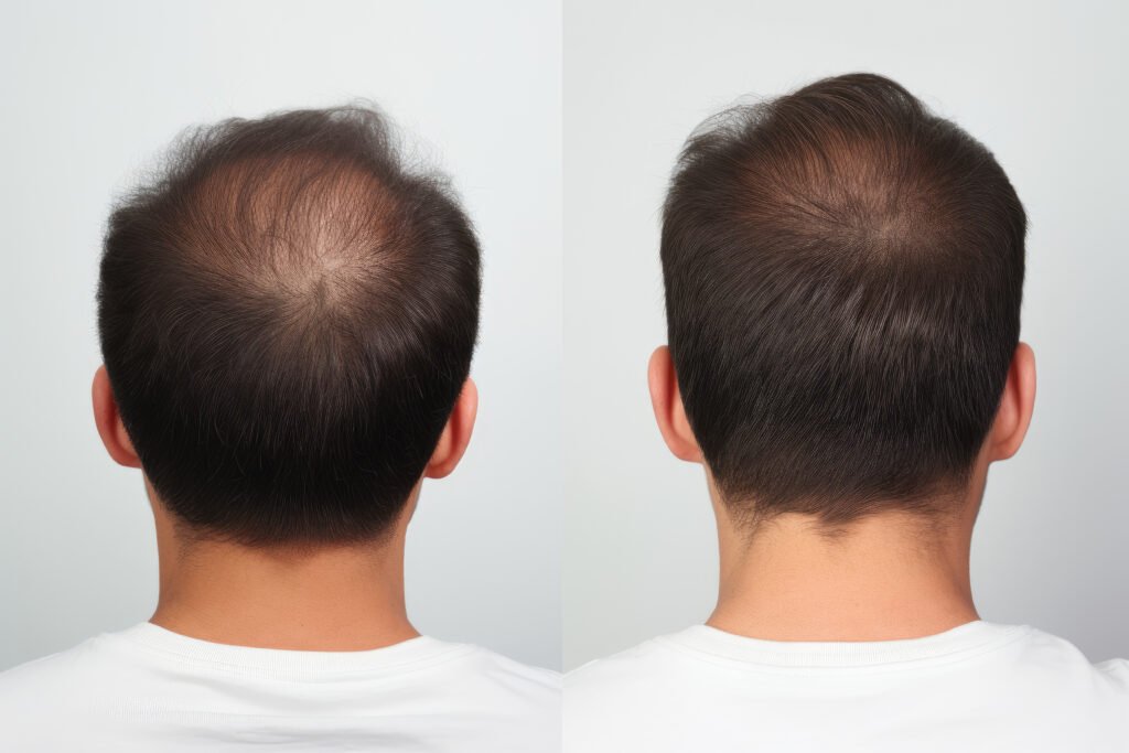 persons hair loss before and after treatment